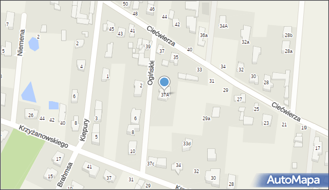 Klaudyn, Ciećwierza Józefa, plut., 37A, mapa Klaudyn