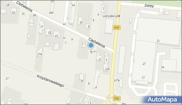 Klaudyn, Ciećwierza Józefa, plut., 5, mapa Klaudyn