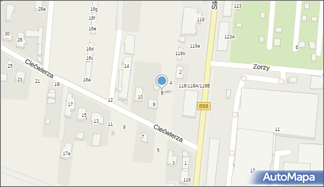 Klaudyn, Ciećwierza Józefa, plut., 6, mapa Klaudyn