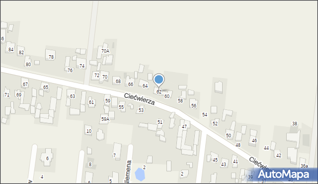 Klaudyn, Ciećwierza Józefa, plut., 62, mapa Klaudyn