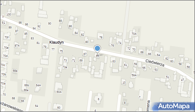 Klaudyn, Ciećwierza Józefa, plut., 65, mapa Klaudyn