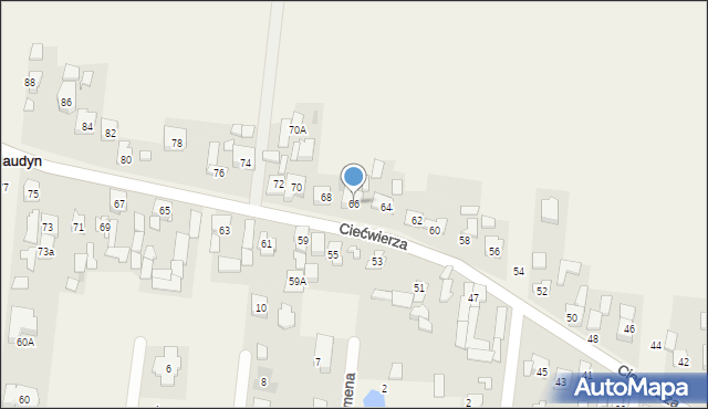 Klaudyn, Ciećwierza Józefa, plut., 66, mapa Klaudyn