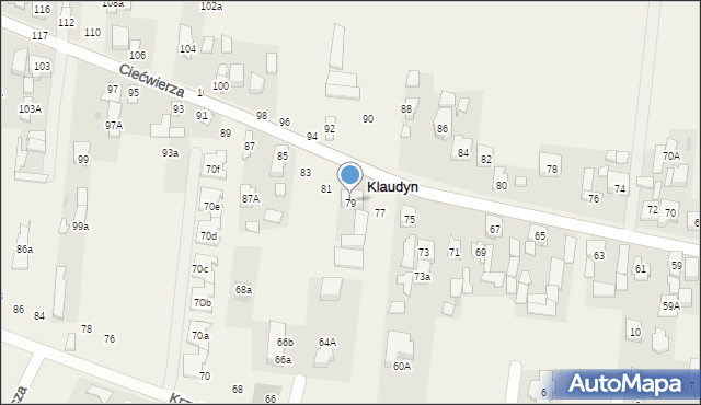 Klaudyn, Ciećwierza Józefa, plut., 79, mapa Klaudyn