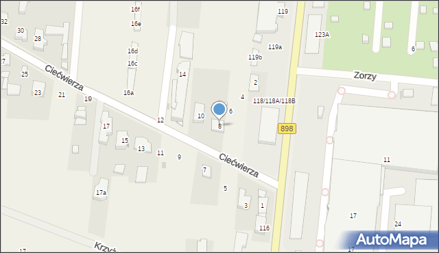 Klaudyn, Ciećwierza Józefa, plut., 8, mapa Klaudyn