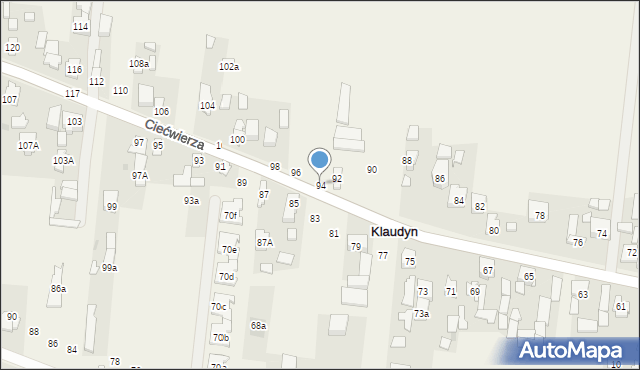 Klaudyn, Ciećwierza Józefa, plut., 94, mapa Klaudyn