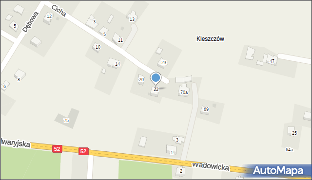 Klecza Górna, Cicha, 22, mapa Klecza Górna