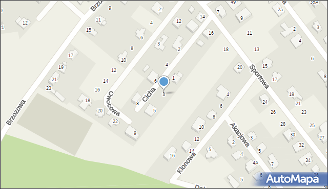 Kleszczów, Cicha, 3, mapa Kleszczów