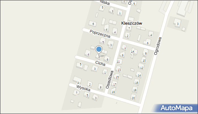 Kleszczów, Cicha, 2, mapa Kleszczów