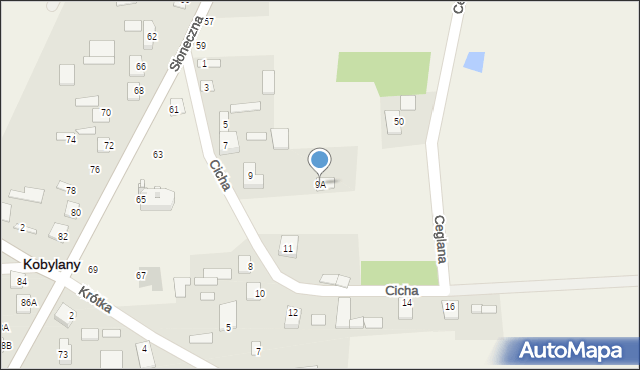 Kobylany, Cicha, 9A, mapa Kobylany