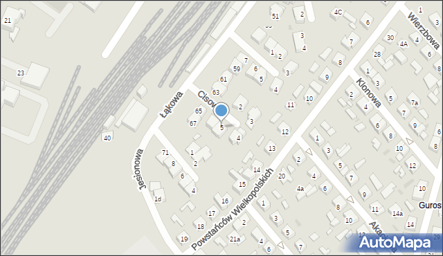 Kościan, Cisowa, 5, mapa Kościan