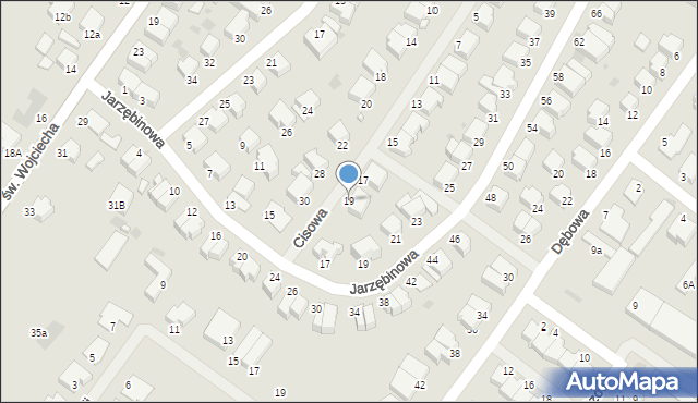 Koszalin, Cisowa, 19, mapa Koszalina