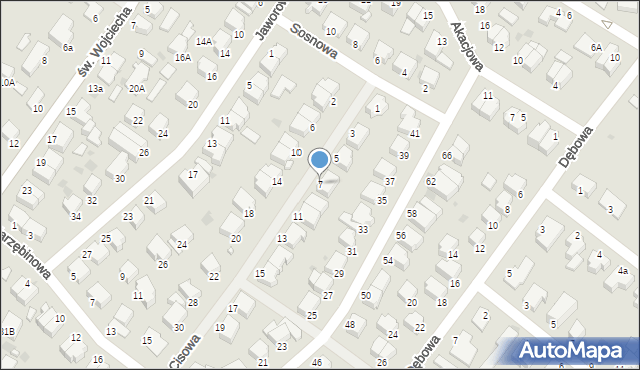 Koszalin, Cisowa, 7, mapa Koszalina