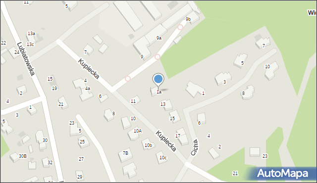 Koszalin, Cicha, 1a, mapa Koszalina