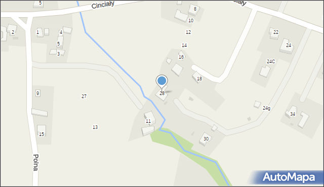 Kozakowice Górne, Cinciały Andrzeja, dr., 28, mapa Kozakowice Górne