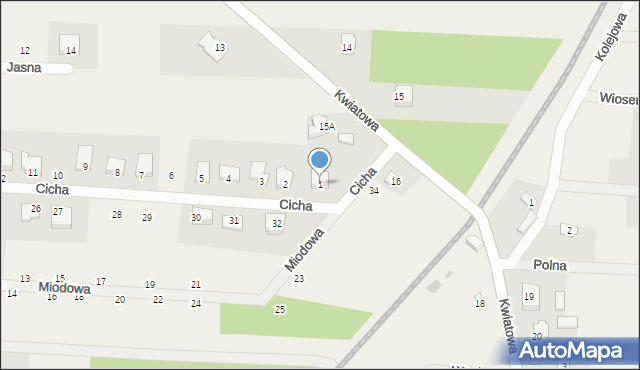 Kozłów Biskupi, Cicha, 1, mapa Kozłów Biskupi