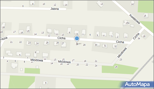 Kozłów Biskupi, Cicha, 28, mapa Kozłów Biskupi