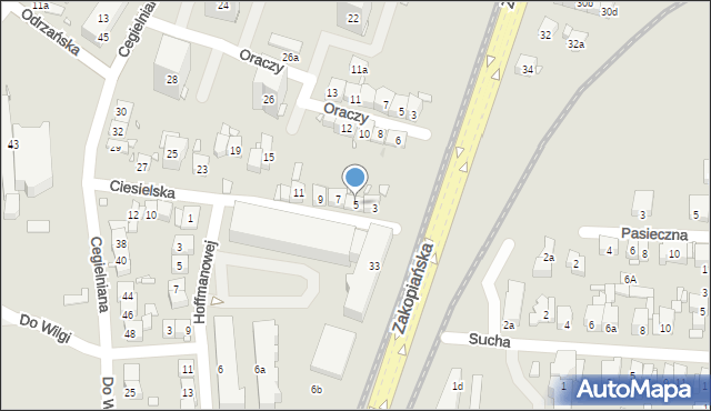 Kraków, Ciesielska, 5, mapa Krakowa