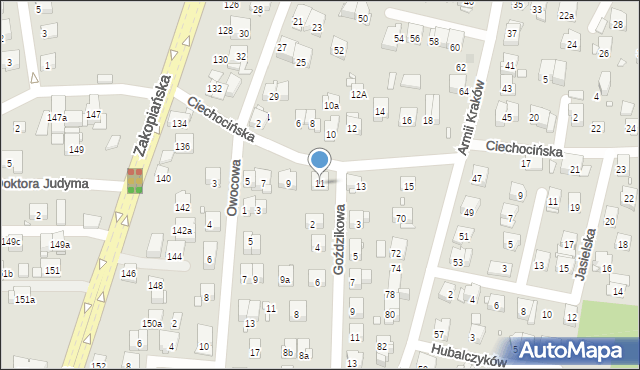 Kraków, Ciechocińska, 11, mapa Krakowa