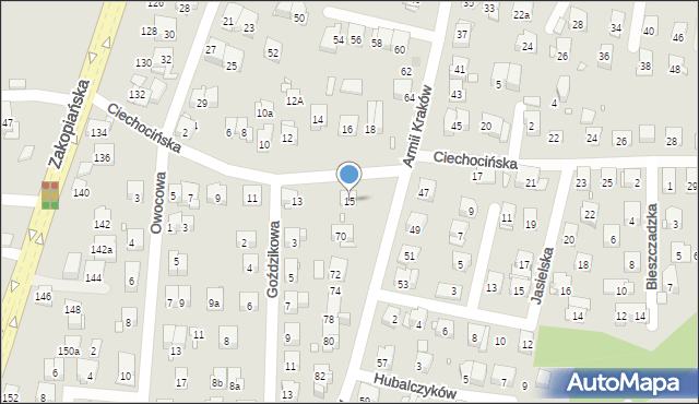 Kraków, Ciechocińska, 15, mapa Krakowa
