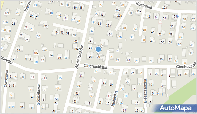 Kraków, Ciechocińska, 20, mapa Krakowa