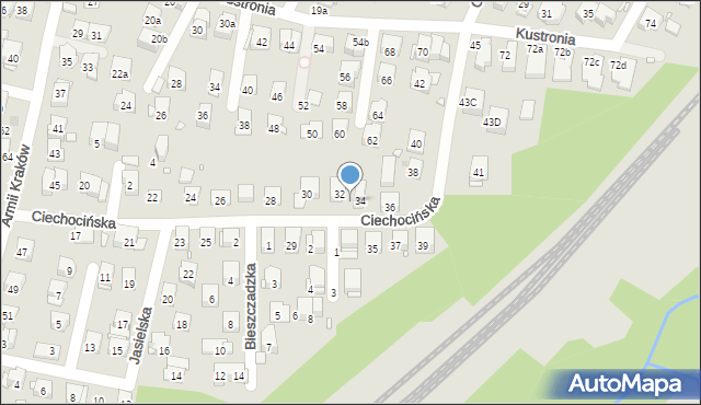 Kraków, Ciechocińska, 34a, mapa Krakowa