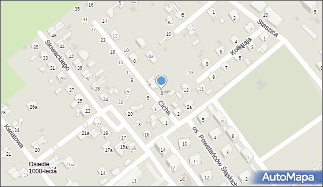 Krapkowice, Cicha, 4, mapa Krapkowice