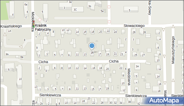 Kraśnik, Cicha, 15, mapa Kraśnik