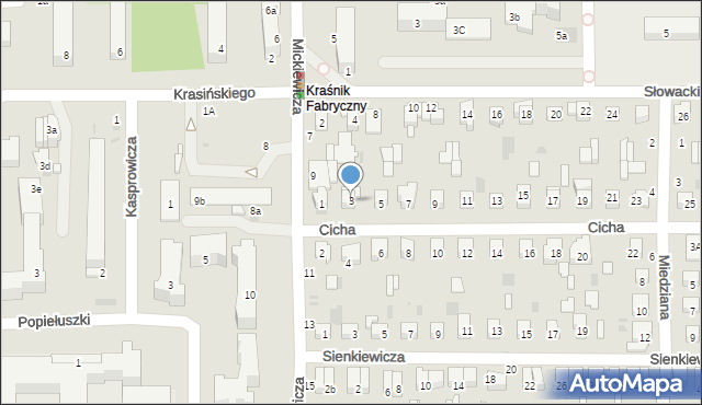 Kraśnik, Cicha, 3, mapa Kraśnik