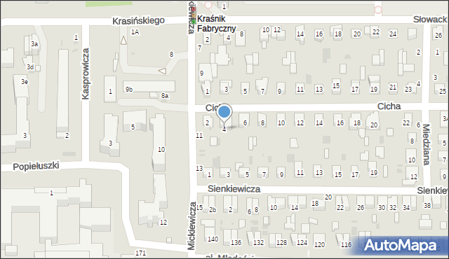 Kraśnik, Cicha, 4, mapa Kraśnik