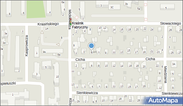 Kraśnik, Cicha, 5, mapa Kraśnik