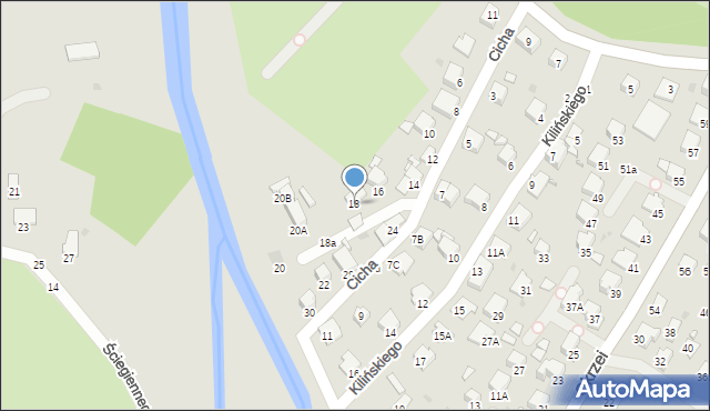 Krosno, Cicha, 18, mapa Krosna