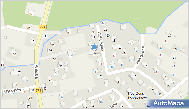 Kryspinów, Cichy Kącik, 13, mapa Kryspinów