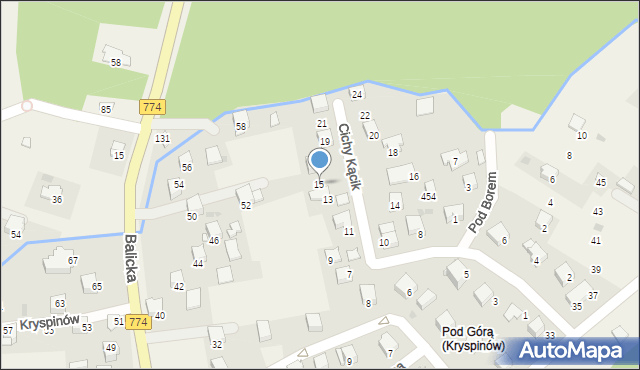Kryspinów, Cichy Kącik, 15, mapa Kryspinów
