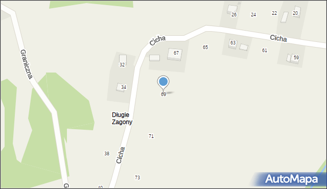 Krzęcin, Cicha, 69, mapa Krzęcin