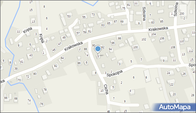 Krzeczów, Cicha, 1, mapa Krzeczów
