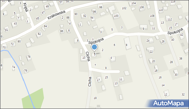 Krzeczów, Cicha, 5, mapa Krzeczów