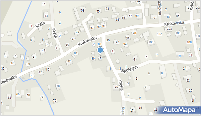 Krzeczów, Cicha, 6, mapa Krzeczów