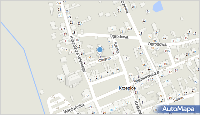Krzepice, Ciasna, 4, mapa Krzepice