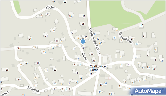 Krzeszowice, Cicha, 4, mapa Krzeszowice
