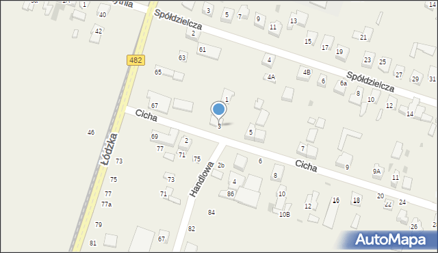 Ksawerów, Cicha, 3, mapa Ksawerów