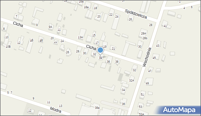 Ksawerów, Cicha, 34, mapa Ksawerów