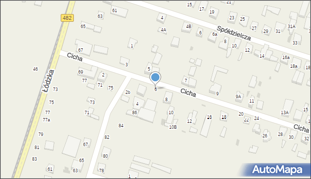 Ksawerów, Cicha, 6, mapa Ksawerów