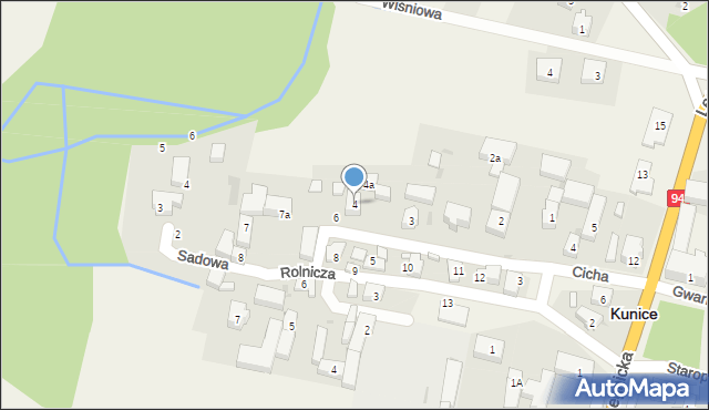 Kunice, Cicha, 4, mapa Kunice