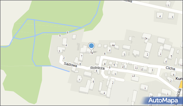 Kunice, Cicha, 7a, mapa Kunice