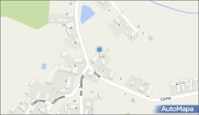 Kuźniczysko, Cicha, 1, mapa Kuźniczysko