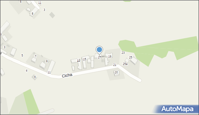 Kuźniczysko, Cicha, 17, mapa Kuźniczysko