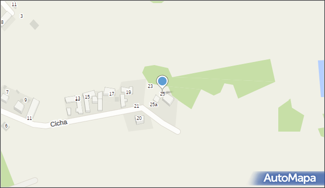 Kuźniczysko, Cicha, 25, mapa Kuźniczysko