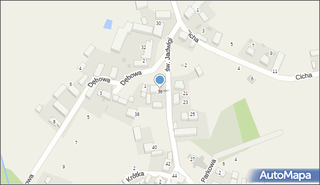 Kuźniczysko, Cicha, 36, mapa Kuźniczysko