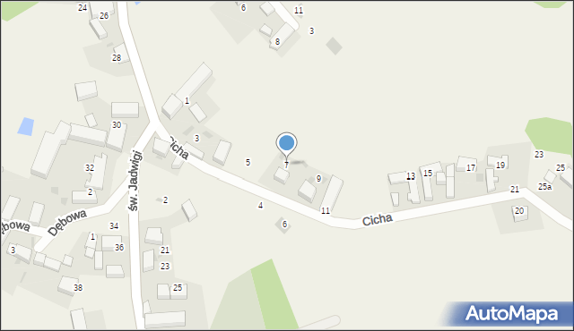 Kuźniczysko, Cicha, 7, mapa Kuźniczysko