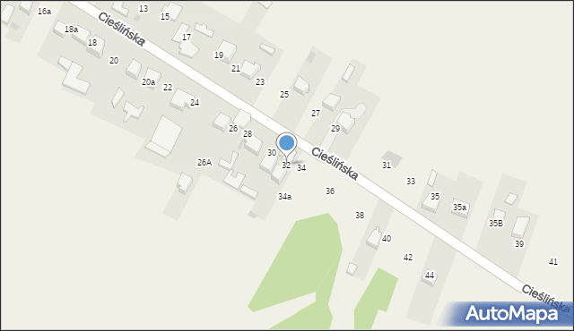 Kwaśniów Dolny, Cieślińska, 32, mapa Kwaśniów Dolny